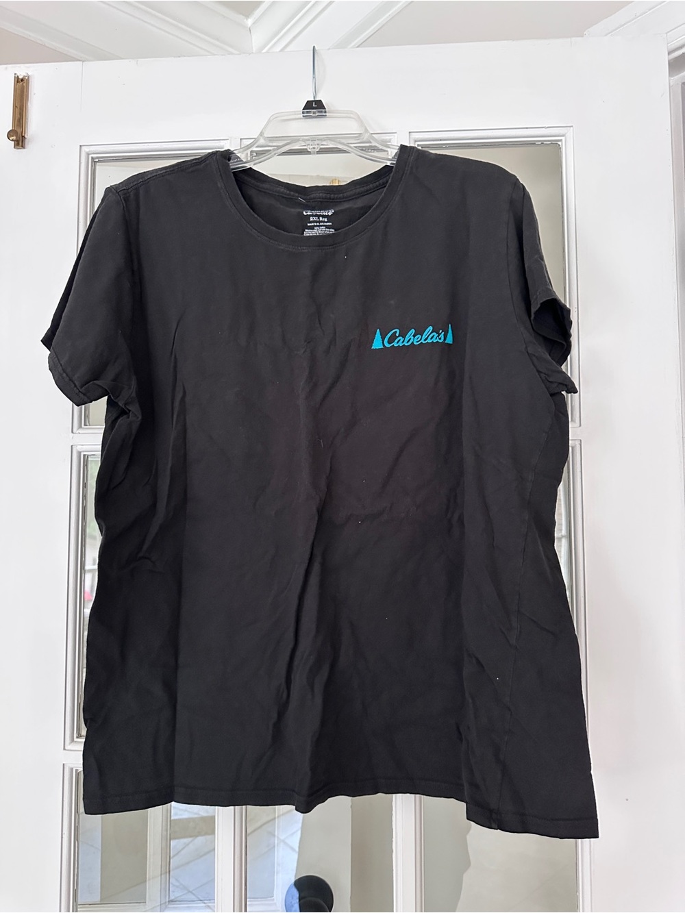 Cabela's Black Short-Sleeve Crew Neck T-Shirt with White Logo Print